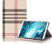 Geruite textuur horizontale flip lederen tas met houder en kaartsleuven en portemonnee voor Huawei MediaPad M6 8.4 2019 (kaki)