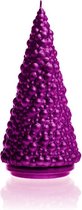 Roze metallic gelakte figuurkaars, design: Kerstboom traditioneel Hoogte 19 cm (35 uur)