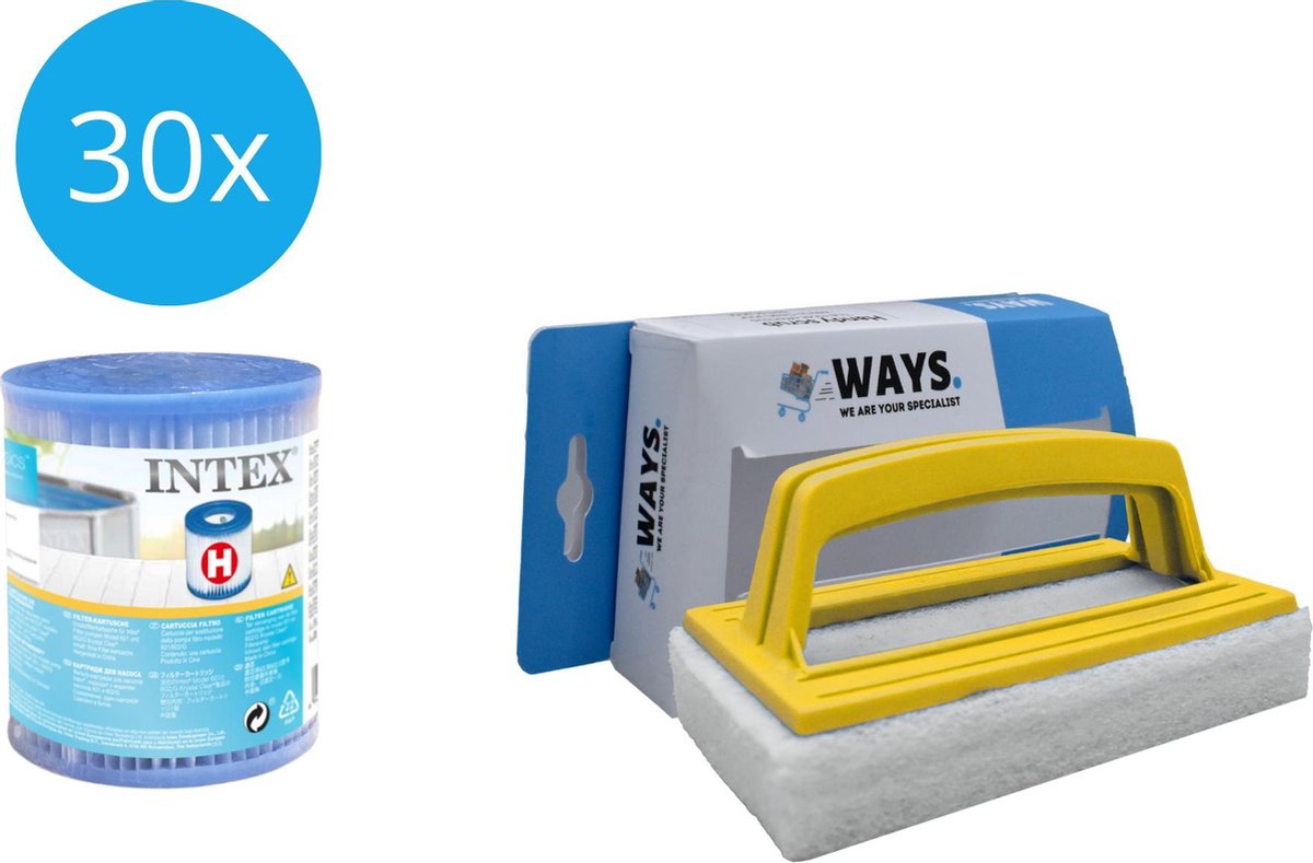 Afbeelding van product Merkloos / Sans marque  Intex - Voordeelverpakking - H filters geschikt voor filterpomp 28602GS - 30 stuks & WAYS scrubborstel