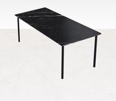Marmeren Eettafel - Nero Marquina Zwart (4-poot) - 240 x 90 cm  - Gepolijst
