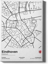 Walljar - Stadskaart Eindhoven Centrum II - Muurdecoratie - Canvas schilderij