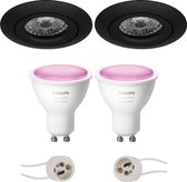 PHILIPS HUE - LED Spot Set GU10 - White and Color Ambiance - Bluetooth - Primux Uranio Pro - Inbouw Rond - Mat Zwart - Kantelbaar - Ø82mm