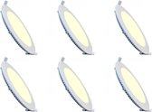 LED Downlight Slim 6 Pack - Inbouw Rond 6W - Dimbaar - Warm Wit 3000K - Mat Wit Aluminium - Ø120mm