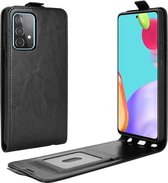 Samsung Galaxy A52 / A52S Hoesje Verticale Flip Wallet Case Kunstleer Zwart