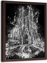 Foto in frame , Sagrada Familia , Barcelona  ,70x100cm , zwart wit , wanddecoratie