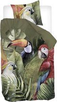 Snoozing Macaw - Flanel - Dekbedovertrek - Eenpersoons - 140x200/220 cm - Multi kleur