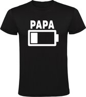 Papa Batterij leeg Heren shirt | vader | kinderen | vaderdag | geboorte | zoon | dochter | Zwart