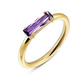 Twice As Nice Ring in goudkleurig edelstaal, baguette, amethyst kleurige kristal  60