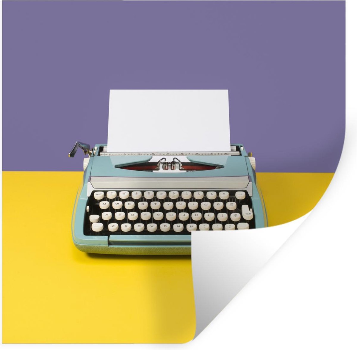 Sticker Muursticker Couleur machine à écrire Machine à écrire bleue