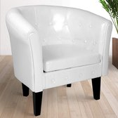 Trend24 - Chesterfield zitstoel - Lounge stoel - Synthetisch leer - Wit - Diamantpatroon