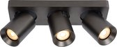 Lucide NIGEL - Plafondspot - LED Dim to warm - GU10 - 3x5W 2200K/3000K - Zwart Staal
