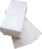 Witte papieren zakken met zijvouw 100 stuks - 16x10x31cm 2 pond vetvrij / Ersatz / snackzak