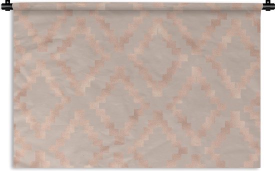 Wandkleed Luxe patroon - Luxe patroon gemaakt van roségouden ruiten tegen een oudroze achtergrond Wandkleed katoen 60x40 cm - Wandtapijt met foto