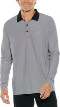 Coolibar - UV Sport Polo voor heren - Longsleeve - Erodym Golf - Zwart/Wit - maat XXL