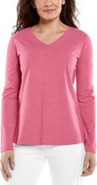 Coolibar - UV Shirt voor dames - V-Hals Longsleeve - Morada - Dahlia Roze - maat XS