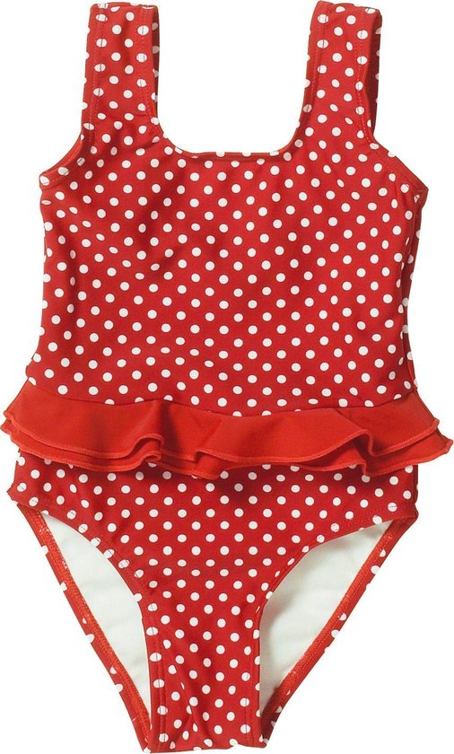 Playshoes UV badpak Kinderen Stippen/Ruches - Rood - Maat 110/116 - Playshoes