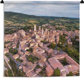 Wandkleed San Gimignano - Luchtfoto over de Toscaanse stad San Gimignano in Italië Wandkleed katoen 60x60 cm - Wandtapijt met foto