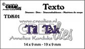 Crealies Texto snijmal "Til & tak"