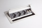 ELDATA 1 Contactdoos (met installatie) | 3 x socket | 2 x RJ45 - Zilver