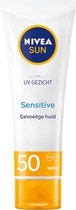 NIVEA SUN Face Sensitive Gezichtszonnecrème - Zonnebrandcrème - SPF 50 - Voor de gevoelige huid - Parfumvrij - 50 ml