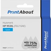 PrintAbout huismerk Inktcartridge 953XL (F6U16AE) Cyaan Hoge capaciteit geschikt voor HP