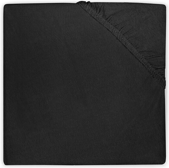 Hoeslaken Ledikant Jersey 60x120cm - Zwart - Jollein
