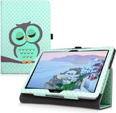 kwmobile hoes voor Huawei MediaPad T3 10 - Dunne tablethoes in turquoise / bruin / mintgroen - Met standaard - Slapende Uil design