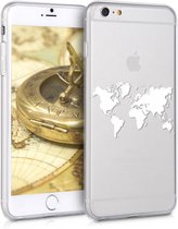 kwmobile telefoonhoesje voor Apple iPhone 6 Plus / 6S Plus - Hoesje voor smartphone in wit / transparant - Wereldkaart design