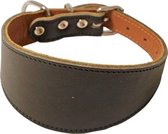 Whippet - hondenhalsband - halsband  - gevoerd donkerbruin 42cm - galgo - leer