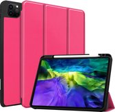 iPad Hoes voor Apple iPad Pro 2021 Hoes Cover - 11 inch - Tri-Fold Book Case - Apple Pencil Houder - Magenta