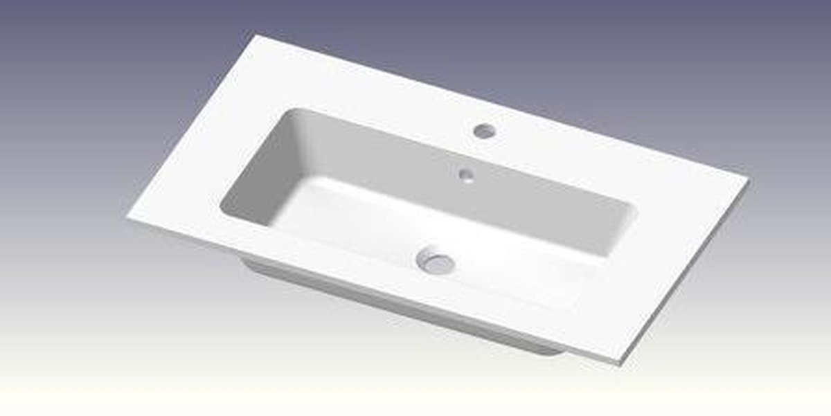 Nemo Go meubelwastafel 80x45x1.4cm 1 geïntegreerde wasbak 1 kraangat kunstmarmer wit mat