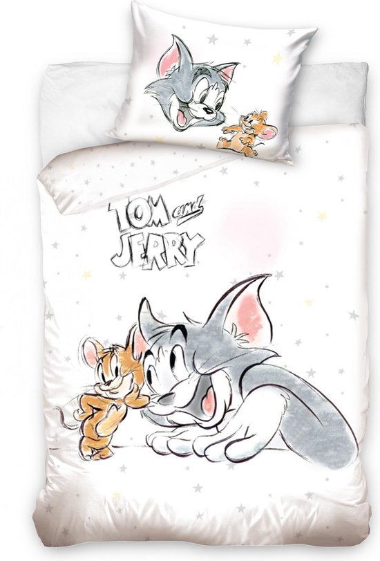 Generic Dekbedovertrek Tom & Jerry Junior 120 Cm Katoen Wit