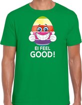 Vrolijk Paasei ei feel good t-shirt / shirt - groen - heren - Paas kleding / outfit S