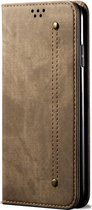 Mobigear Telefoonhoesje geschikt voor Samsung Galaxy Note 10 Lite Hoesje | Mobigear Denim Slim Bookcase Portemonnee | Pasjeshouder voor 2 Pasjes | Telefoonhoesje voor Pinpas / OV Kaart / Rijbewijs - Bruin