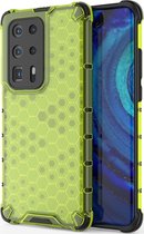 Huawei P40 Pro Plus Hoesje - Mobigear - Honeycomb Serie - Hard Kunststof Backcover - Groen - Hoesje Geschikt Voor Huawei P40 Pro Plus