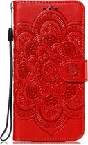 Samsung Galaxy Note 10 Plus Hoesje - Mobigear - Mandala Serie - Kunstlederen Bookcase - Rood - Hoesje Geschikt Voor Samsung Galaxy Note 10 Plus
