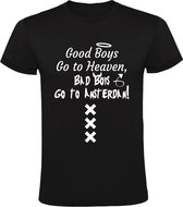 Good boys go to heaven, bad boys go to Amsterdam Heren t-shirt | ajax | mokum | 020 | hoofdstad |  Zwart