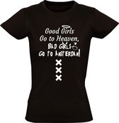 Good girls go to heaven, bad girls go to Amsterdam dames t-shirt | mokum | Zwart