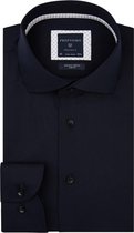 Profuomo Slim Fit  overhemd - donkerblauw twill (contrast) - Strijkvrij - Boordmaat: 44