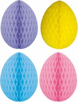 8x oeufs de Pâques colorés suspendus en papier 10 cm - Décorations/embellissements sur le thème de Pâques/Pâques - Nids d'abeilles