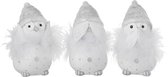 J-Line Uil Horen/Zien/Zwijgen Poly Wit Large Assortiment Van 3