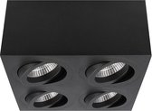 Yphix Palermo Opbouwspot - Vierkant - 4 Lichtpunten - Kantelbaar - 160x160mm - Zwart