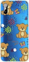 Voor Xiaomi Redmi 9A gekleurd tekeningpatroon zeer transparant TPU beschermhoes (kleine bruine beer)