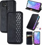 Voor ZTE Blade 20 Smart Cubic Grid Pressed Horizontal Flip Magnetic PU Leather Case met houder & kaartsleuven & portemonnee (zwart)