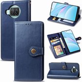 Voor xiaomi mi 10t lite 5g retro effen kleur lederen gesp telefoonhoes met lanyard & fotolijst & kaartsleuf & portemonnee & standaardfunctie (blauw)