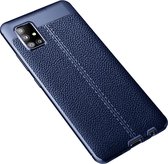 Voor Galaxy A51 5G Litchi Texture TPU schokbestendig hoesje (marineblauw)