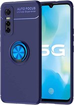 Voor vivo Y73s metalen ringhouder 360 graden roterende TPU-hoes (blauw + blauw)