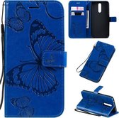 Voor Xiaomi Redmi 8 Pressed Printing Butterfly Pattern Horizontale Flip PU Leather Case met houder & kaartsleuven & portemonnee & Lanyard (blauw)