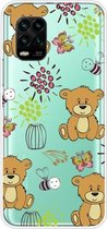 Voor Xiaomi Mi 10 Lite 5G schokbestendig geverfd transparant TPU beschermhoes (kleine bruine beer)