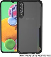 Voor Galaxy A50 / A50s / A30s transparante pc + TPU volledige dekking schokbestendige beschermhoes (zwart)